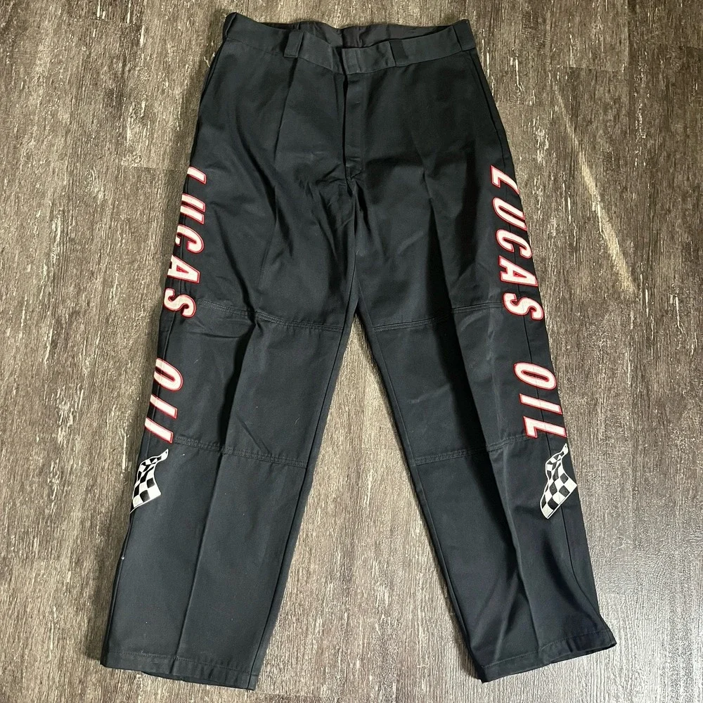 Lucas Oil Pants Mens Black Embroidered Workwear Work Mechanic Racing 38x32